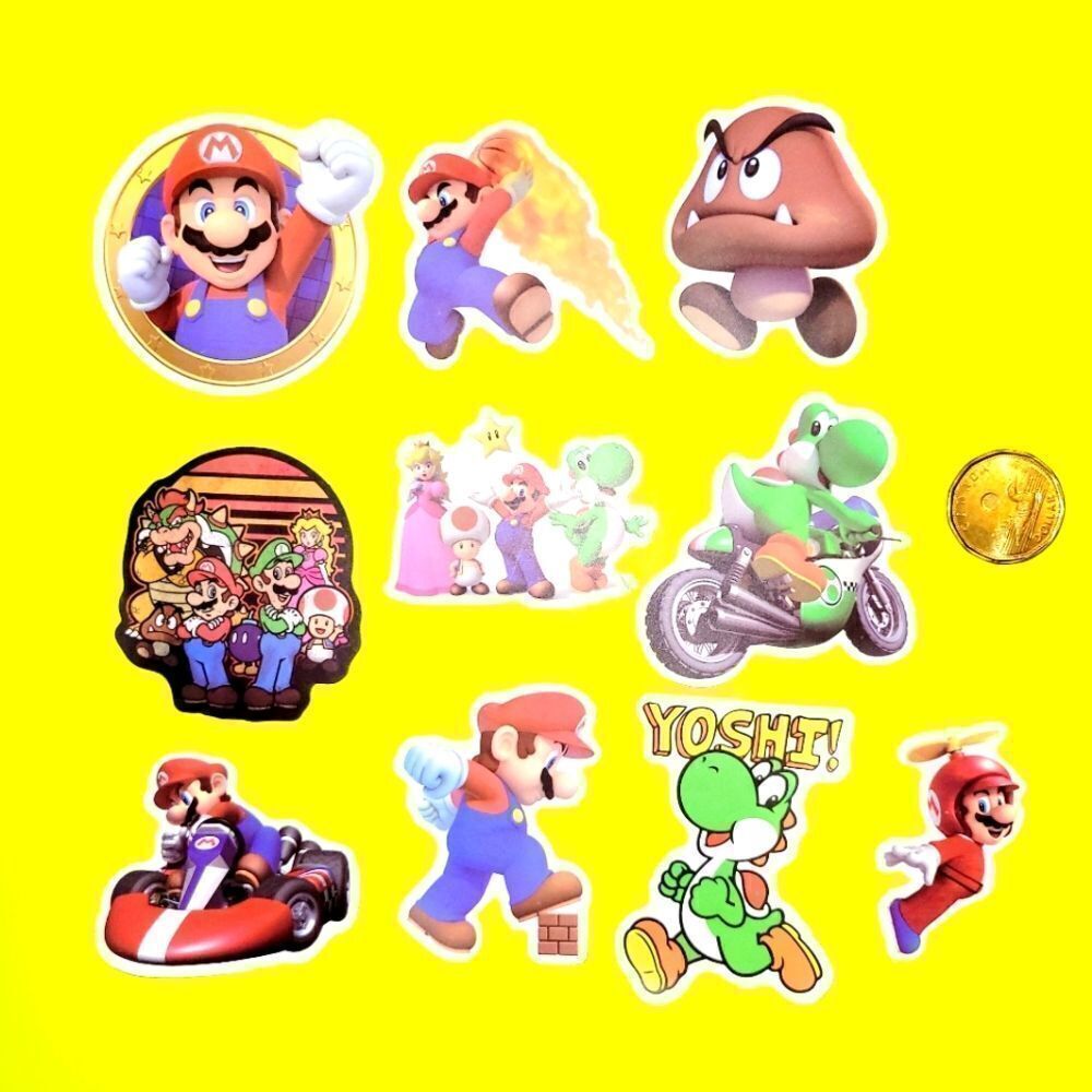 3/$20 Brand New 10x Nintendo Super Mario Waterproof Stickers #3